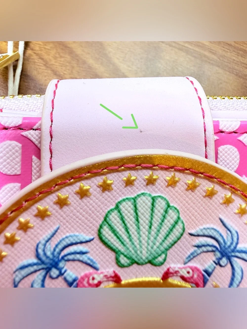 Loungefly Barbie The Movie Pink & Gold Flamingo Shell Bi-Fold Zipper Wallet